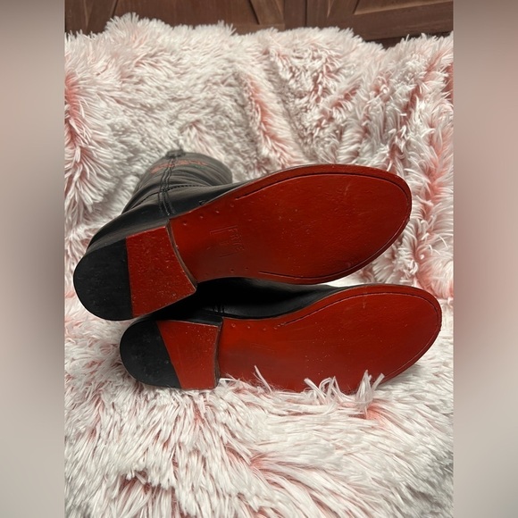 Frye Custom Painted Women’s Black Western Boots 6.5 Red Rose knee high - Picture 6 of 9